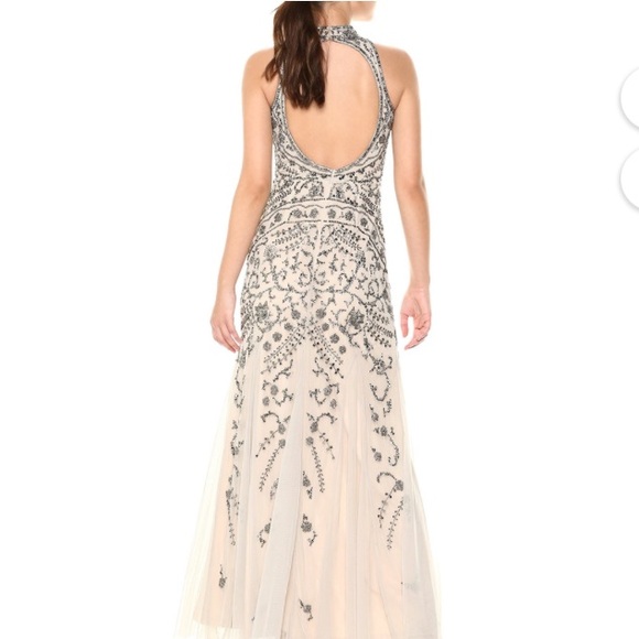 NWT Aidan Mattox Embellished Evening Dress Size 2 (Color Gun Metal) - Picture 3 of 16